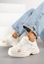 Beżowe Sneakersy Vices na Platformie Ozdobione Tłoczeniem Natiselle