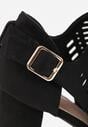Czarne Sandały Vices na Słupku z Ażurowym Wzorem Klamrą i Wycięciem Feliyra