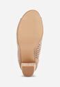 Jasnobeżowe Sandały Vices na Słupku z Ażurową Cholewką Felilina