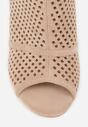 Jasnobeżowe Sandały Vices na Słupku z Ażurową Cholewką Felilina