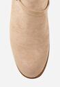 Beżowe Botki Vices na Słupku Ozdobione Kwiatami Selianor