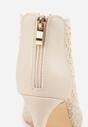 Beżowe Eleganckie Ażurowe Sandały Vices na Szpilce Nelithin