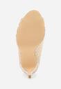 Jasnobeżowe Eleganckie Ażurowe Sandały Vices na Szpilce Nelithin