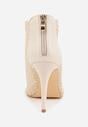 Jasnobeżowe Eleganckie Ażurowe Sandały Vices na Szpilce Nelithin
