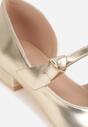 Złote Czółenka Vices na Płaskiej Podeszwie ze Skórzaną Wkładką z Supełkiem Liliarine