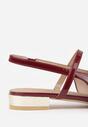 Bordowe Sandały Vices Typu Slingback ze Skórzaną Wkładką i Metaliczną Ozdobą Milozi