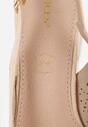 Beżowe Sandały Vices na Słupku Slingback ze Skórzaną Wkładką i Ażurowym Wzorem Iffinira