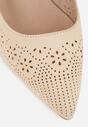 Beżowe Sandały Vices na Słupku Slingback ze Skórzaną Wkładką i Ażurowym Wzorem Iffinira