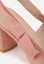 Różowe Sandały na Słupku Vices Slingback ze Skórzaną Wkładką Vevoline