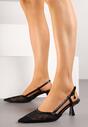 Czarne Sandały Vices na Kaczuszce Slingback z Siateczkową Cholewką Lumevile