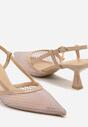 Beżowe Sandały Vices na Kaczuszce Slingback z Siateczkową Cholewką Lumevile