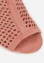 Różowe Sandały na Słupku z Ażurową Cholewką i  Skórzaną Wkładką Linalira