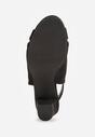 Czarne Sandały Vices na Słupku z Ażurową Cholewką i Skórzaną Wkładką Saramiae