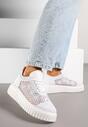 Białe Sneakersy Vices na Platformie z Ażurową Cholewką Lumerise