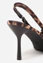 Panterkowe Sandały Szpilki Vices Typu Slingback z Kokardą Dorozia
