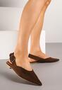 Brązowe Sandały Vices Typu Slingback z Wkładką ze Skóry Naturalnej Rallora