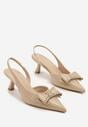 Ciemnobeżowe Sandały Vices na Kaczuszce Slingback z Kokardą i Nitami Fennadia