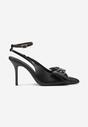 Czarne Sandały Vices na Szpilce Slingback Ozdobione Kokardą Tilvanea
