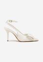 Białe Sandały Vices na Szpilce Slingback Ozdobione Kokardą Tilvanea