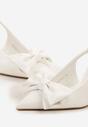 Białe Sandały Vices na Szpilce Slingback Ozdobione Kokardą Tilvanea