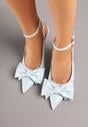 Niebieskie Sandały Vices na Szpilce Slingback Ozdobione Kokardą Tilvanea