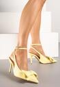 Żółte Sandały Vices na Szpilce Slingback Ozdobione Kokardą Tilvanea