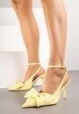 Żółte Sandały Vices na Szpilce Slingback Ozdobione Kokardą Tilvanea