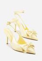 Żółte Sandały Vices na Szpilce Slingback Ozdobione Kokardą Tilvanea