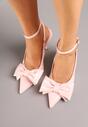 Różowe Sandały Vices na Szpilce Slingback Ozdobione Kokardą Tilvanea