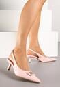 Różowe Sandały Vices na Kaczuszce Typu Slingback Ozdobione Metaliczną Aplikacją Lilarunea