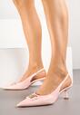 Różowe Sandały Vices na Kaczuszce Typu Slingback Ozdobione Metaliczną Aplikacją Lilarunea