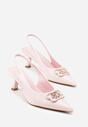 Różowe Sandały Vices na Kaczuszce Typu Slingback Ozdobione Metaliczną Aplikacją Lilarunea