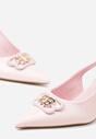 Różowe Sandały Vices na Kaczuszce Typu Slingback Ozdobione Metaliczną Aplikacją Lilarunea