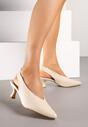 Beżowe Sandały Vices na Kaczuszce Typu Slingback Liluriela