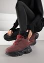 Bordowe Trapery Sneakersy Vices na Platformie z Tłoczeniem Nirrise