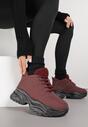 Bordowe Trapery Sneakersy Vices na Platformie z Tłoczeniem Nirrise