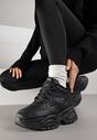 Czarne Streetwearowe Botki Chunky w Stylu Sneakersów na Platformie Leate