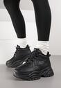 Czarne Streetwearowe Botki Chunky w Stylu Sneakersów na Platformie Leate