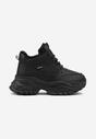 Czarne Streetwearowe Botki Chunky w Stylu Sneakersów na Platformie Leate