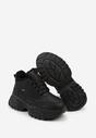Czarne Streetwearowe Botki Chunky w Stylu Sneakersów na Platformie Leate