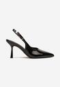 Czarne Sandały Lakierowane na Szpilce Vices Typu Slingback Tilazea