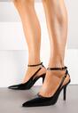 Czarne Sandały Lakierowane Vices na Szpilce Typu Slingback Dolenita
