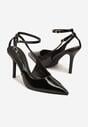 Czarne Sandały Lakierowane Vices na Szpilce Typu Slingback Dolenita