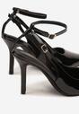 Czarne Sandały Lakierowane Vices na Szpilce Typu Slingback Dolenita