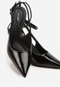 Czarne Sandały Lakierowane Vices na Szpilce Typu Slingback Dolenita