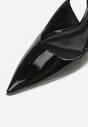 Czarne Sandały Lakierowane Vices na Szpilce Typu Slingback Dolenita