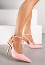 Różowe Sandały Lakierowane Vices na Szpilce Typu Slingback Dolenita