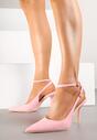 Różowe Sandały Lakierowane Vices na Szpilce Typu Slingback Dolenita