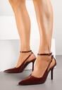 Bordowe Sandały Lakierowane Vices na Szpilce Typu Slingback Dolenita