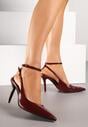 Bordowe Sandały Lakierowane Vices na Szpilce Typu Slingback Dolenita